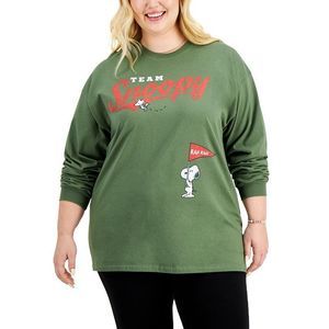 Love Tribe Women's Snoopy T-Shirt Trendy Long Sleeve Cotton Green Plus Size 2XL